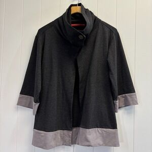 ZENsai Womens Scandi Yoga Cowl Neck Kimono Knit Jacket Size 2 (L) Lagenlook Soft